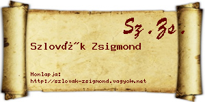 Szlovák Zsigmond névjegykártya