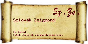 Szlovák Zsigmond névjegykártya
